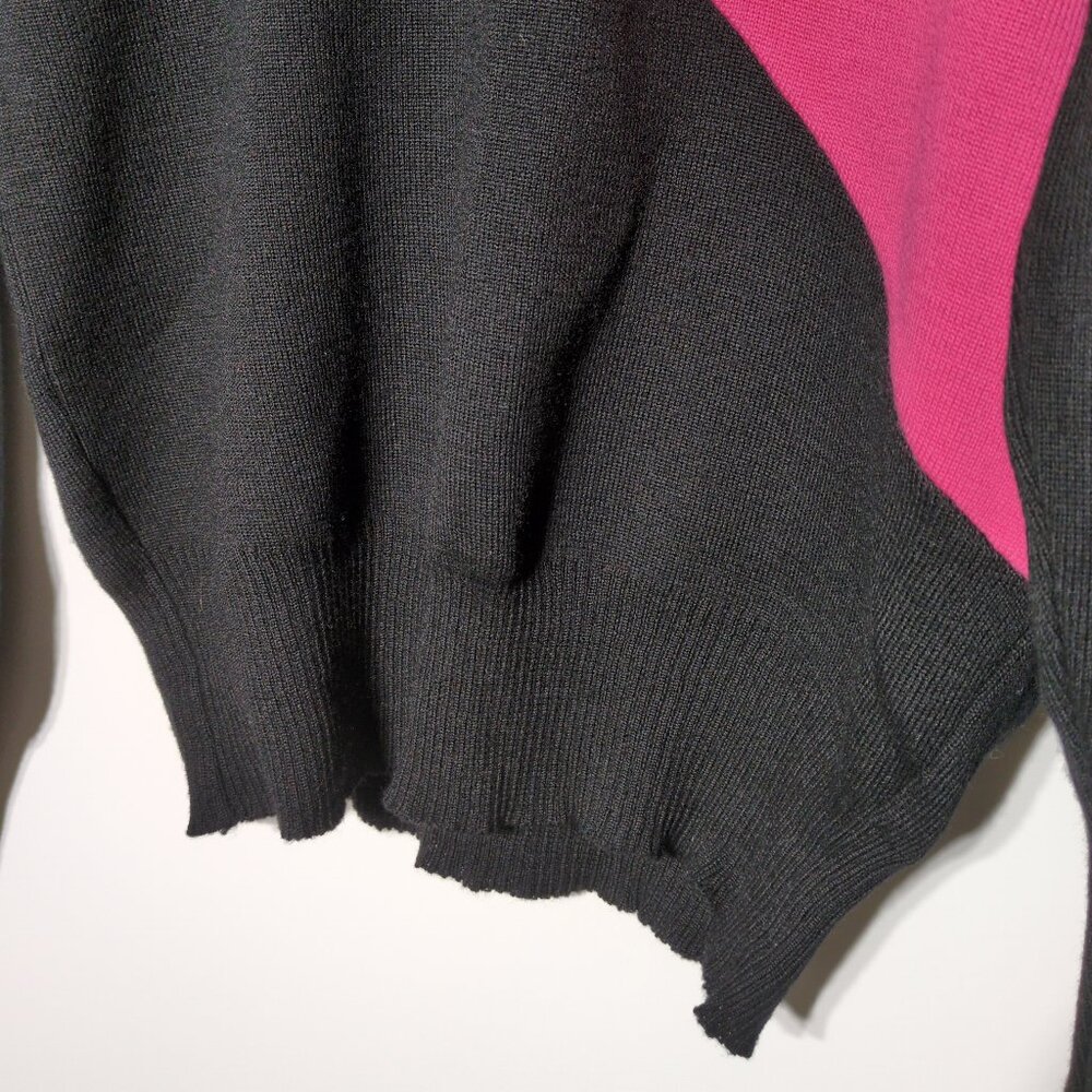 Vintage Wool Knit Sweater Womens Large Black Neons Geometric Ski Lodge 80s 90s - Picture 4 of 6